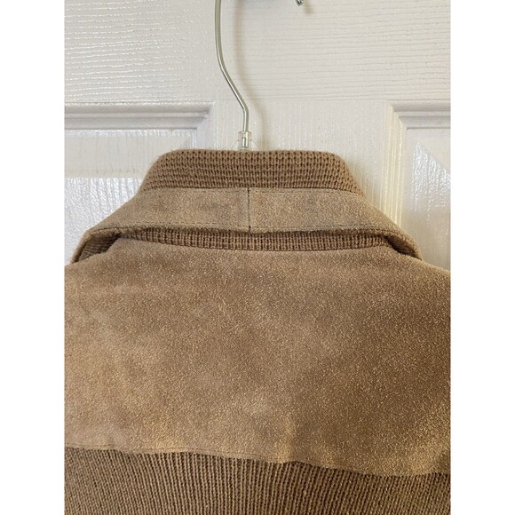Vintage 1970's Mister Marr Leather and Knit Sweater Jacket Brown Tan Large - Picture 9 of 10
